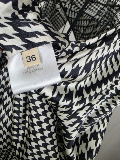 Alexandre-Vauthier-Mini-Abito-Drappeggiato-in-Seta-Pied-de-Poule-Bianco-e-Nero-70134088892740 - Pally Vintage Closet