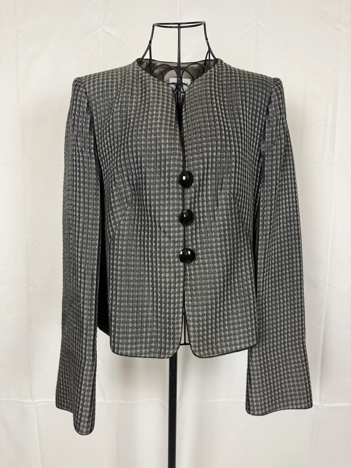 Armani-Collezioni-Giacca-Vintage-Seta-e-Lana-Grigia-69400578818372 - Pally Vintage Closet