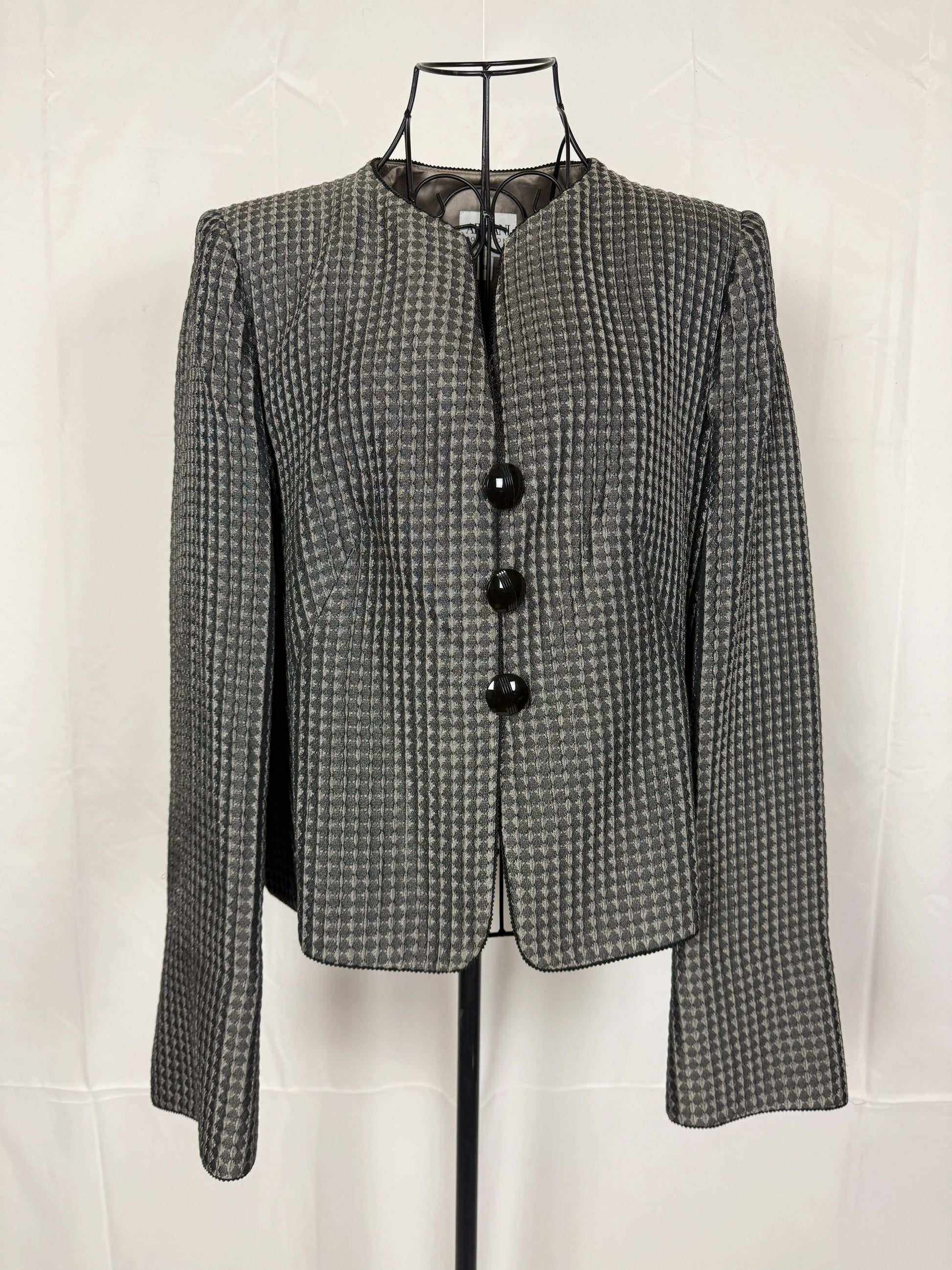 Armani-Collezioni-Giacca-Vintage-Seta-e-Lana-Grigia-69400578818372 - Pally Vintage Closet