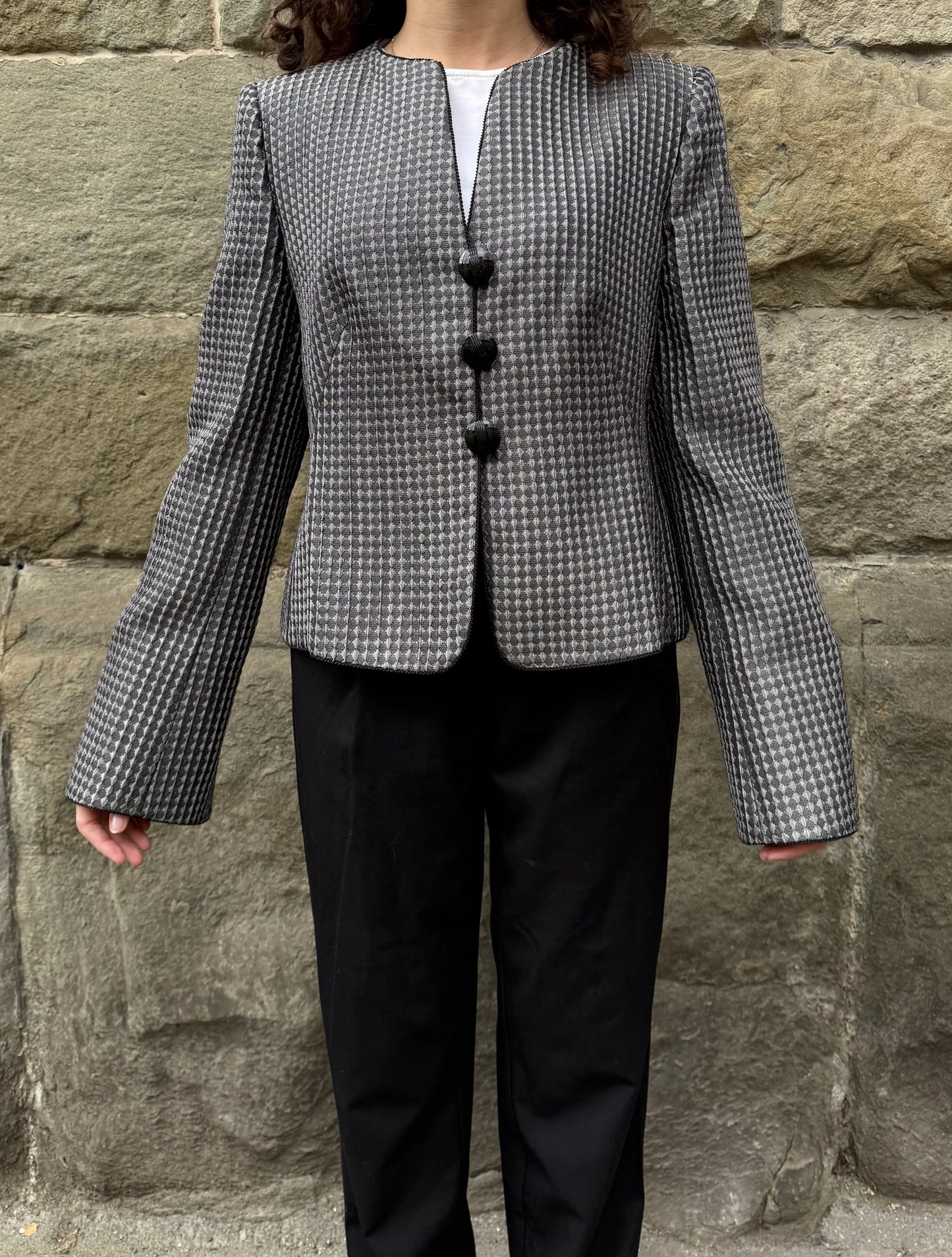 Armani-Collezioni-Giacca-Vintage-Seta-e-Lana-Grigia-69498048119108 - Pally Vintage Closet