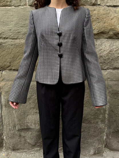 Armani-Collezioni-Giacca-Vintage-Seta-e-Lana-Grigia-69498048119108 - Pally Vintage Closet