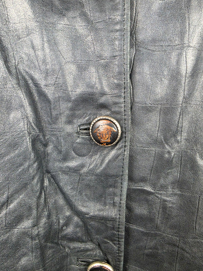 Atelier Versace Gilet Lungo Vintage Stampa Cocco in Pelle Nera - Pally Vintage Closet