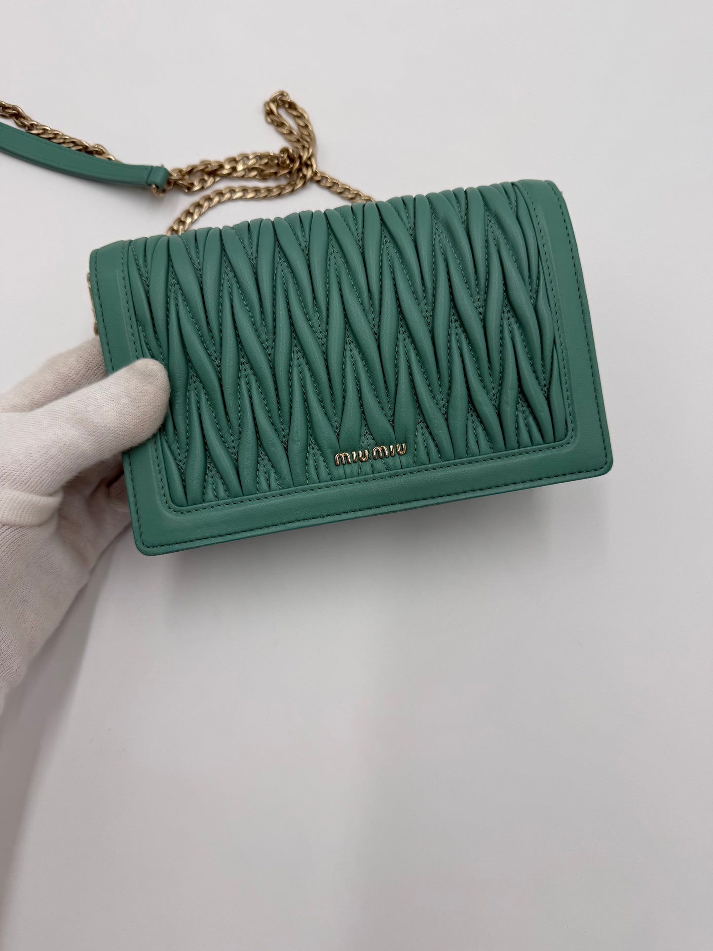 Miu Miu Borsa Confidential Matelassé Verde Giada