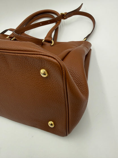 Prada Borsa Tote in Pelle Martellata Marrone