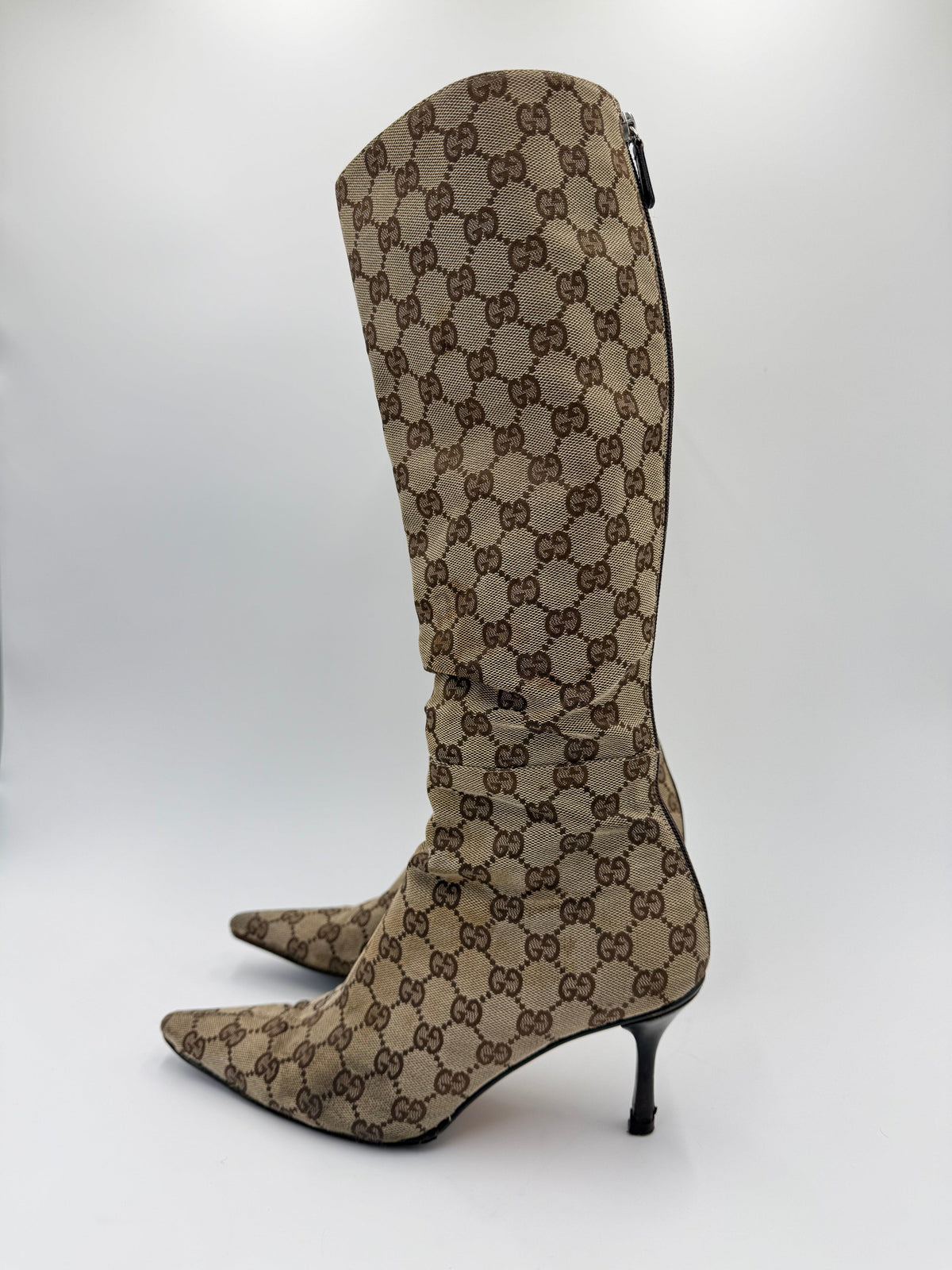 Gucci Stivali al Ginocchio Vintage by Tom Ford GG Monogram Canvas Beige