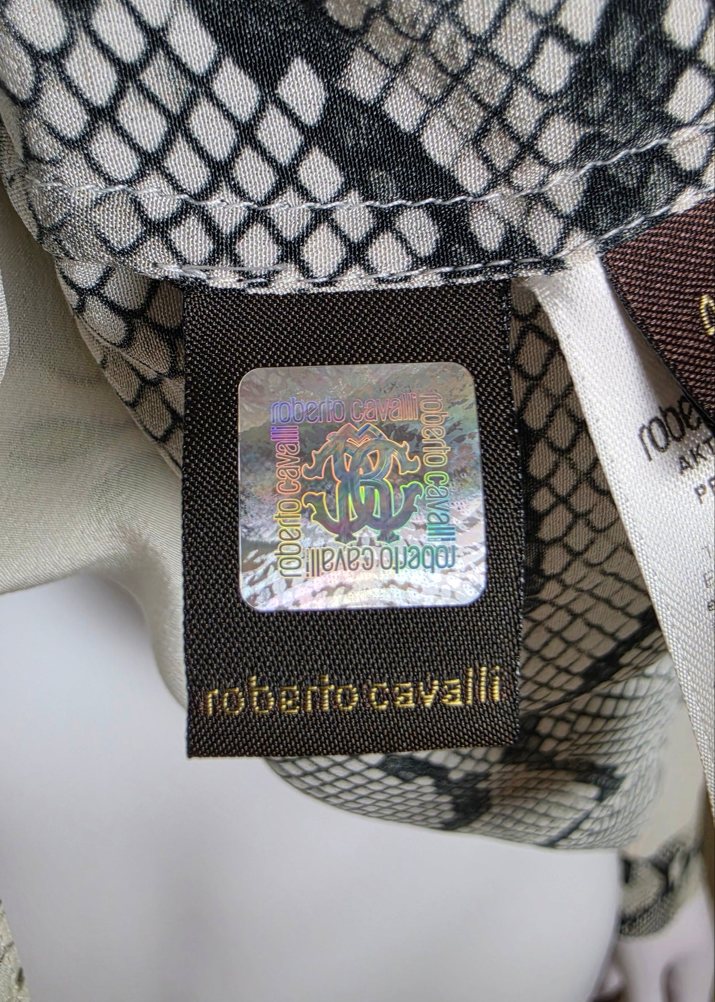 Roberto Cavalli Abito Chemisier in Seta Stampa Tropical e Pitone