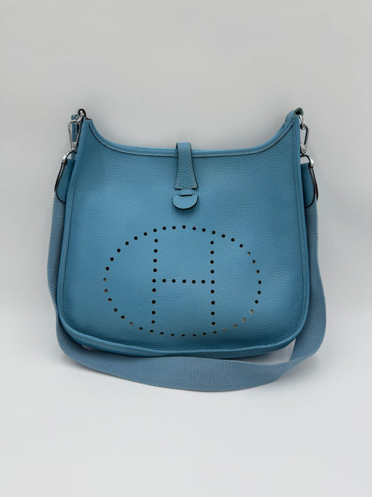 Hermes Borsa Evelyne III PM in Pelle Taurillon Clemence Celeste
