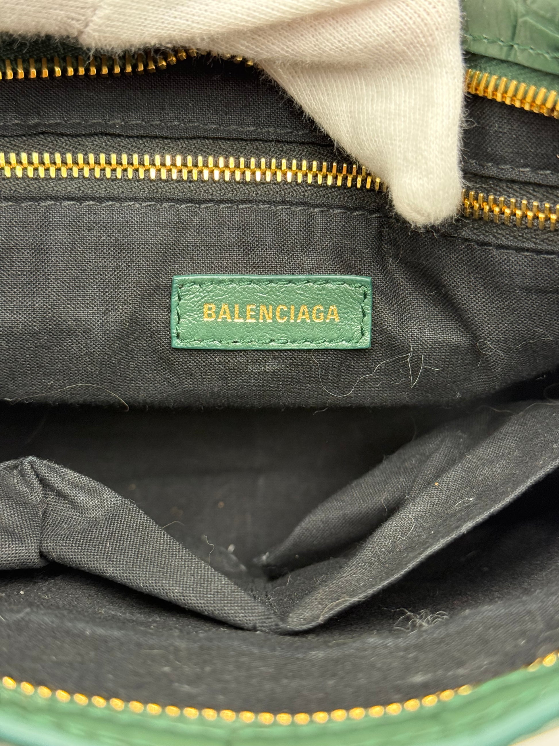 Balenciaga Borsa City in Pelle Stampa Coccodrillo Verde - Pally Vintage Closet