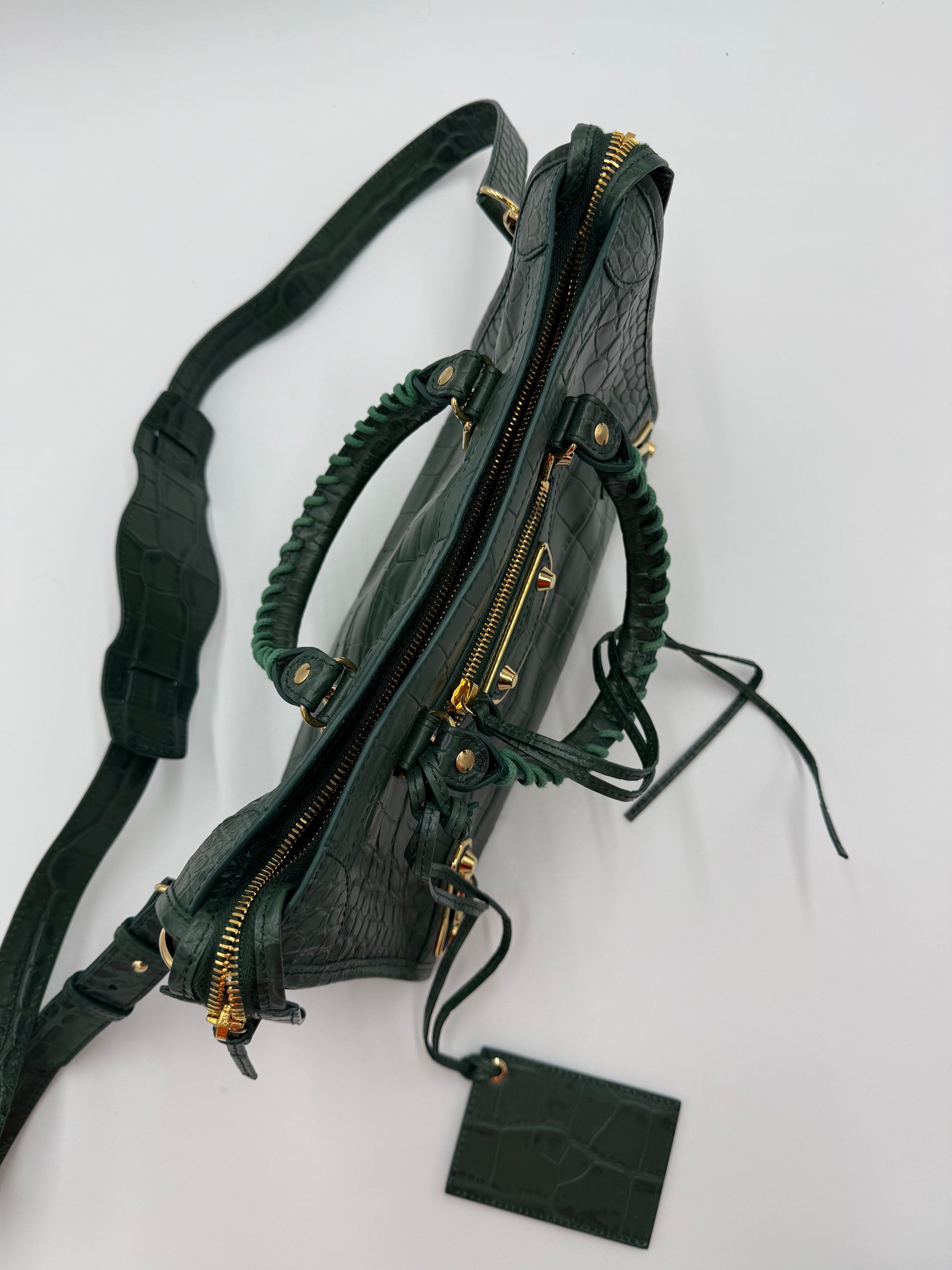 Balenciaga Borsa City in Pelle Stampa Coccodrillo Verde - Pally Vintage Closet