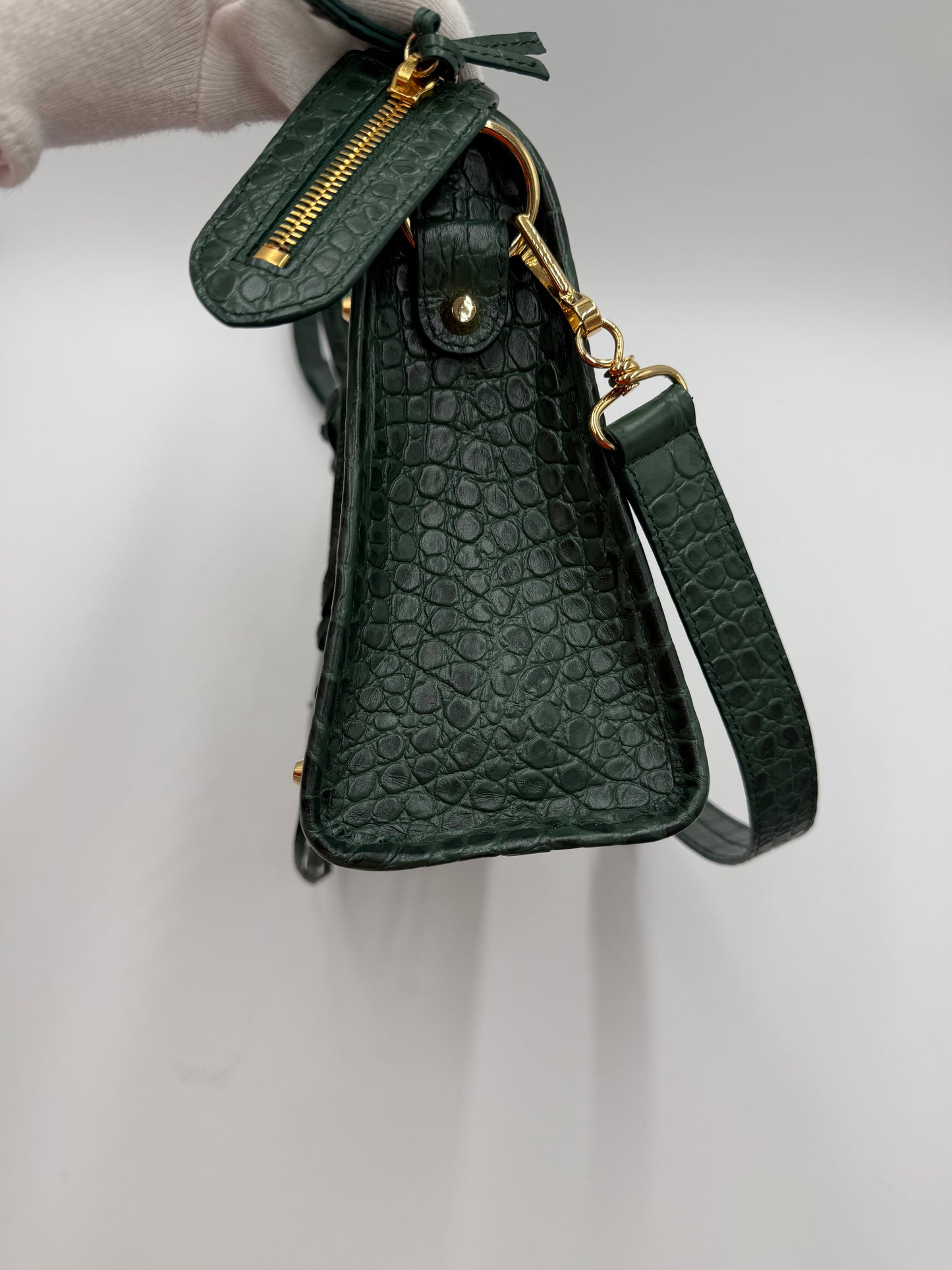 Balenciaga Borsa City in Pelle Stampa Coccodrillo Verde - Pally Vintage Closet