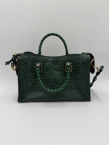 Balenciaga Borsa City in Pelle Stampa Coccodrillo Verde - Pally Vintage Closet