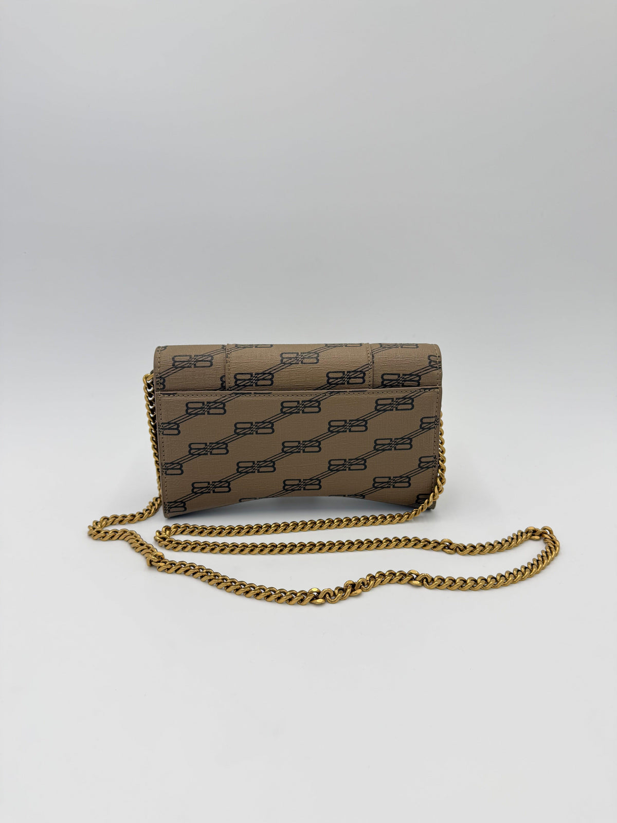 Balenciaga Borsa Hourglass Wallet on Chain Monogramma BB Marrone - Pally Vintage Closet