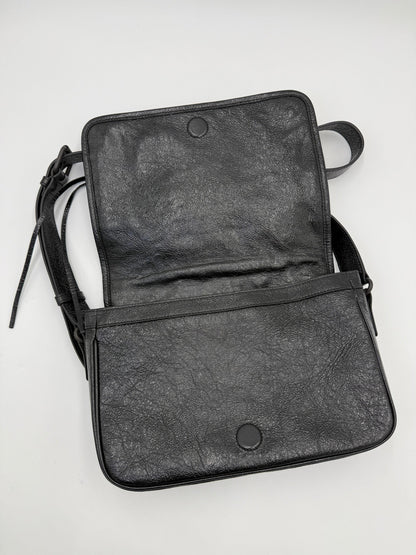 Balenciaga Borsa Le City Flap Messenger Small in Pelle Arena Nera - Pally Vintage Closet