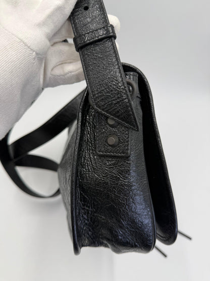 Balenciaga Borsa Le City Flap Messenger Small in Pelle Arena Nera - Pally Vintage Closet
