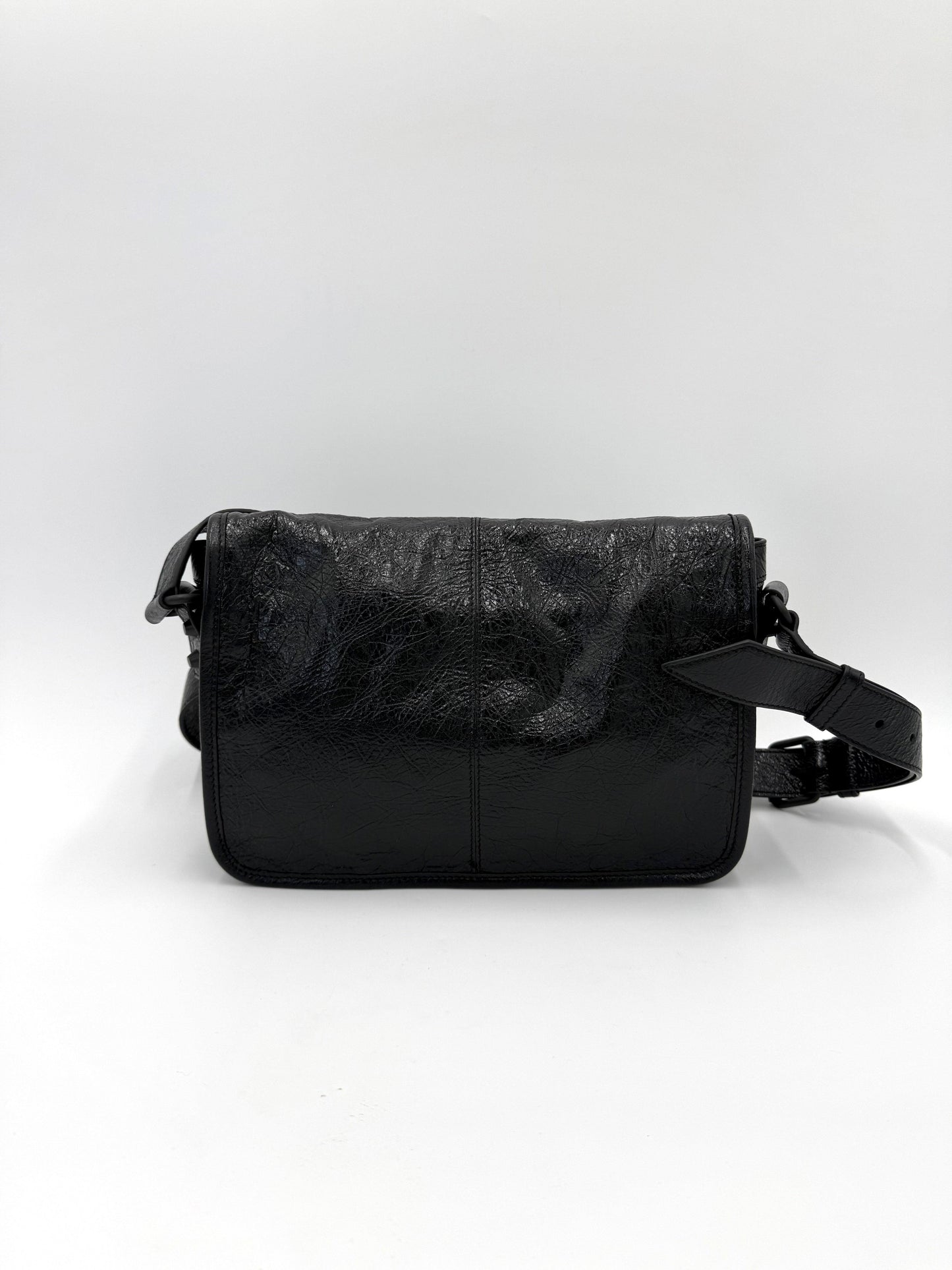 Balenciaga Borsa Le City Flap Messenger Small in Pelle Arena Nera - Pally Vintage Closet