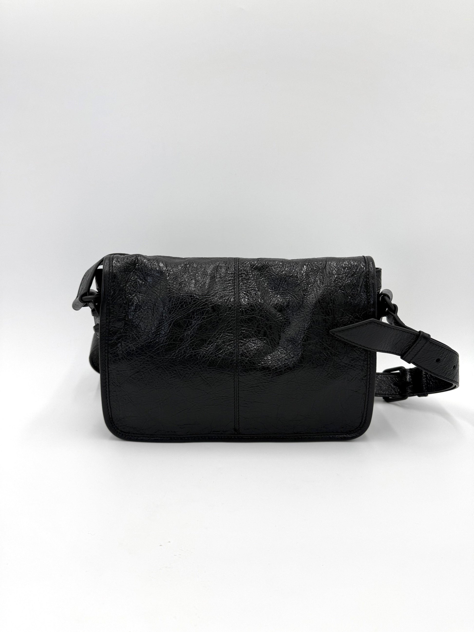 Balenciaga Borsa Le City Flap Messenger Small in Pelle Arena Nera - Pally Vintage Closet