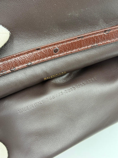 Balenciaga Medium Rodeo Ostrich Effect Leather Bag Brown