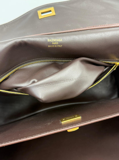 Balenciaga Medium Rodeo Ostrich Effect Leather Bag Brown