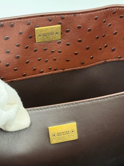 Balenciaga Medium Rodeo Ostrich Effect Leather Bag Brown