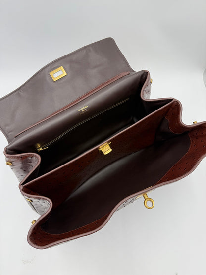 Balenciaga Medium Rodeo Ostrich Effect Leather Bag Brown