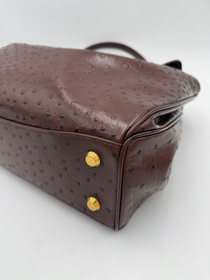 Balenciaga Medium Rodeo Ostrich Effect Leather Bag Brown