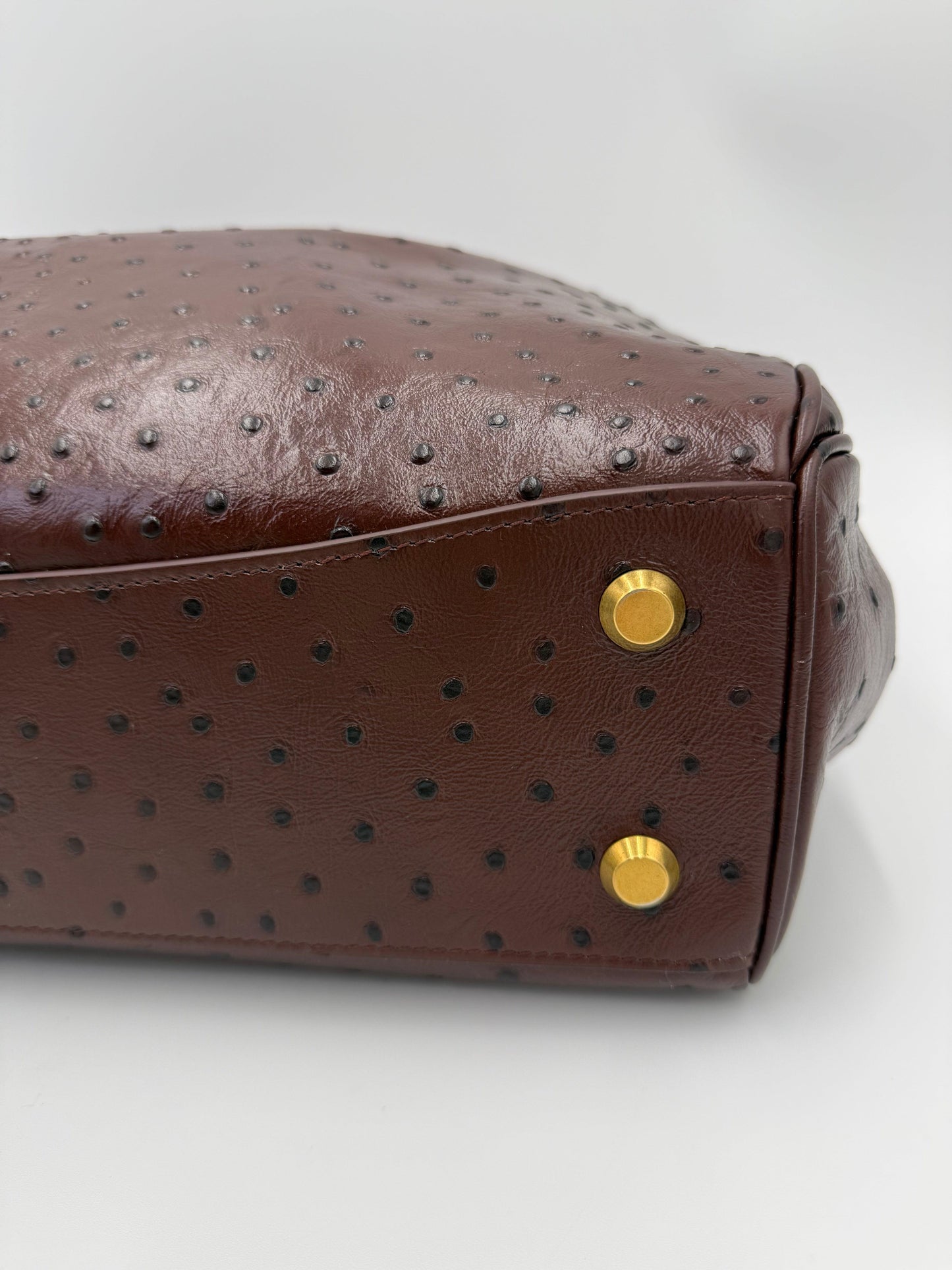 Balenciaga Medium Rodeo Ostrich Effect Leather Bag Brown