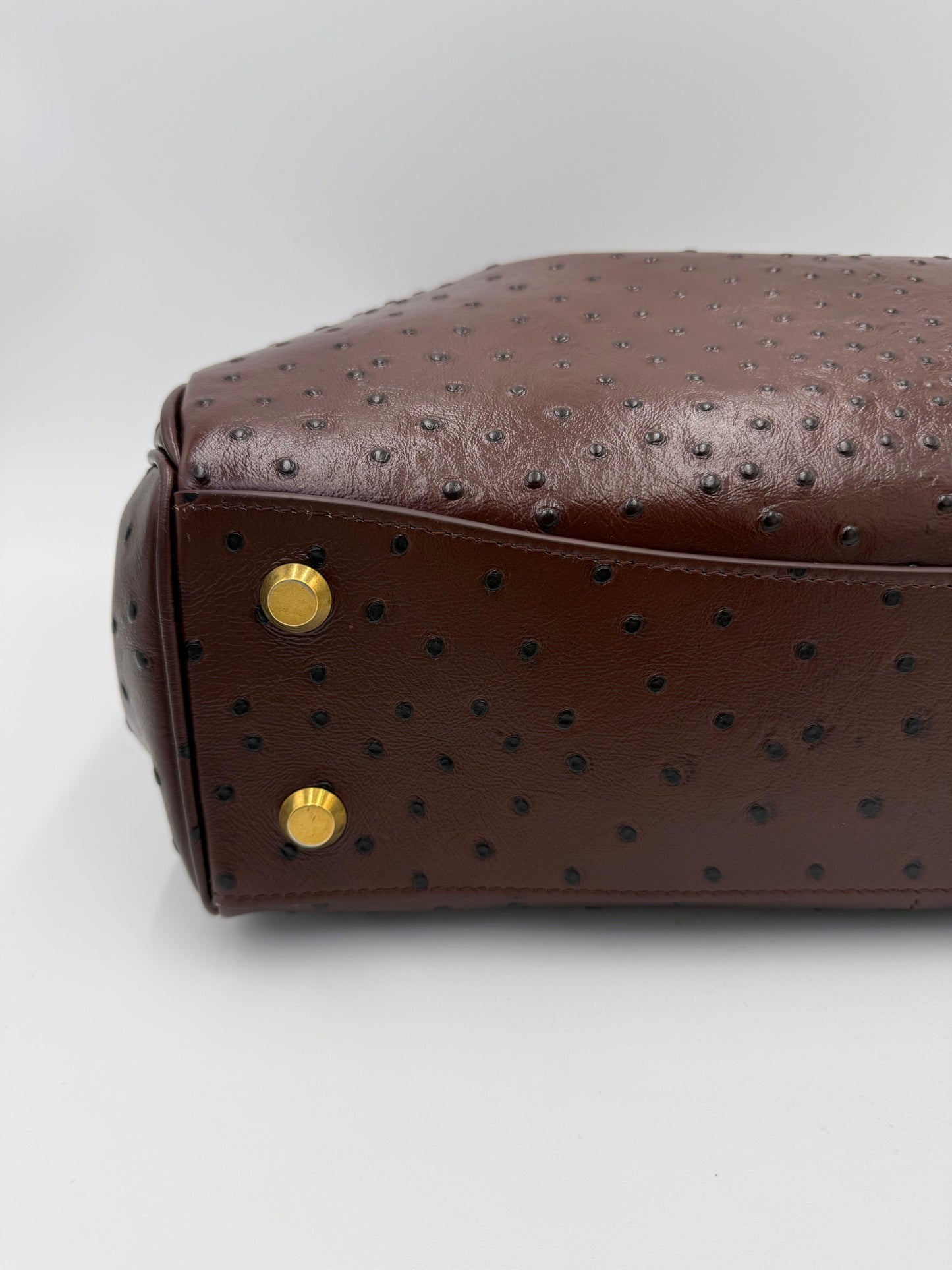 Balenciaga Medium Rodeo Ostrich Effect Leather Bag Brown