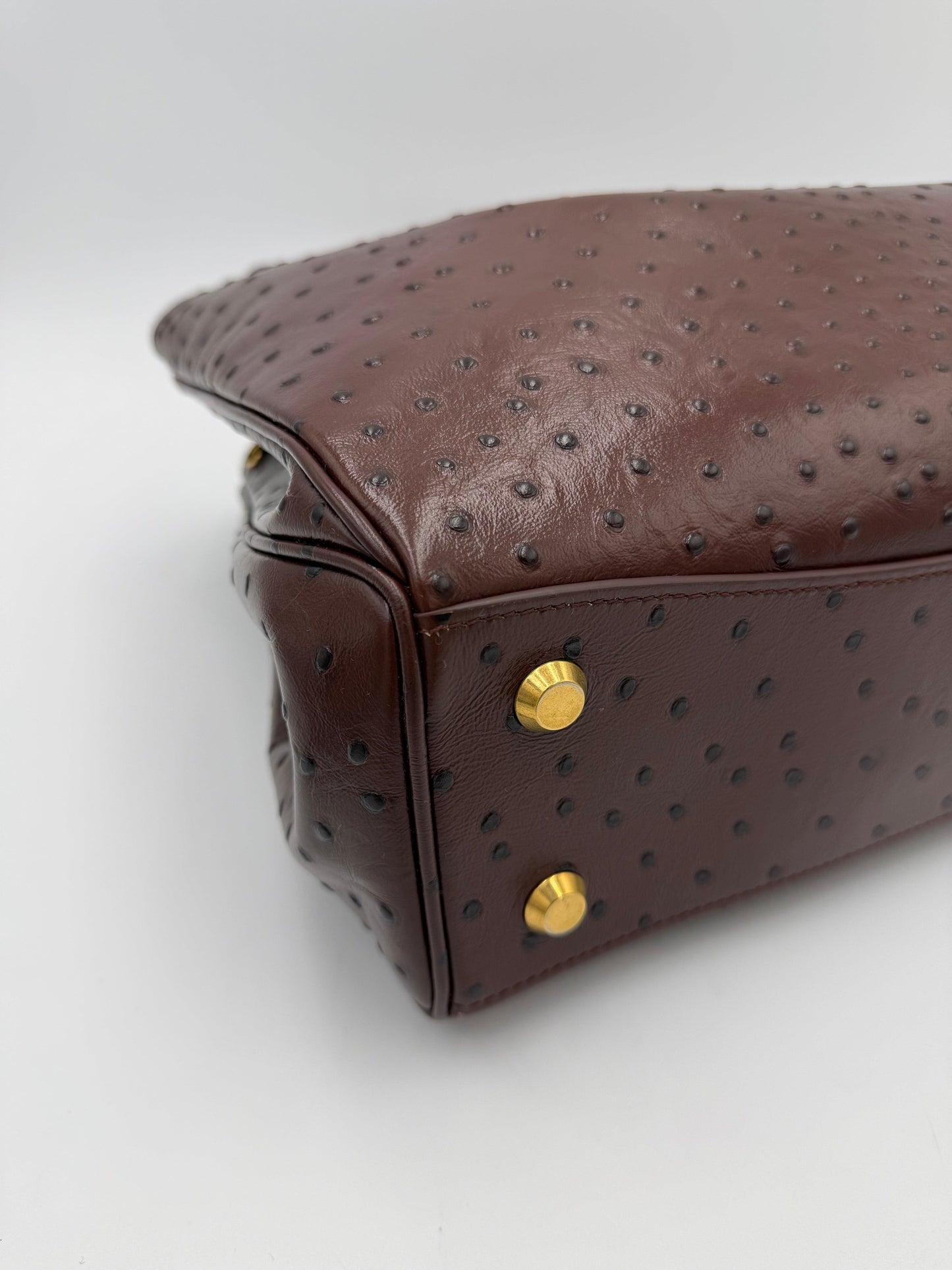 Balenciaga Medium Rodeo Ostrich Effect Leather Bag Brown