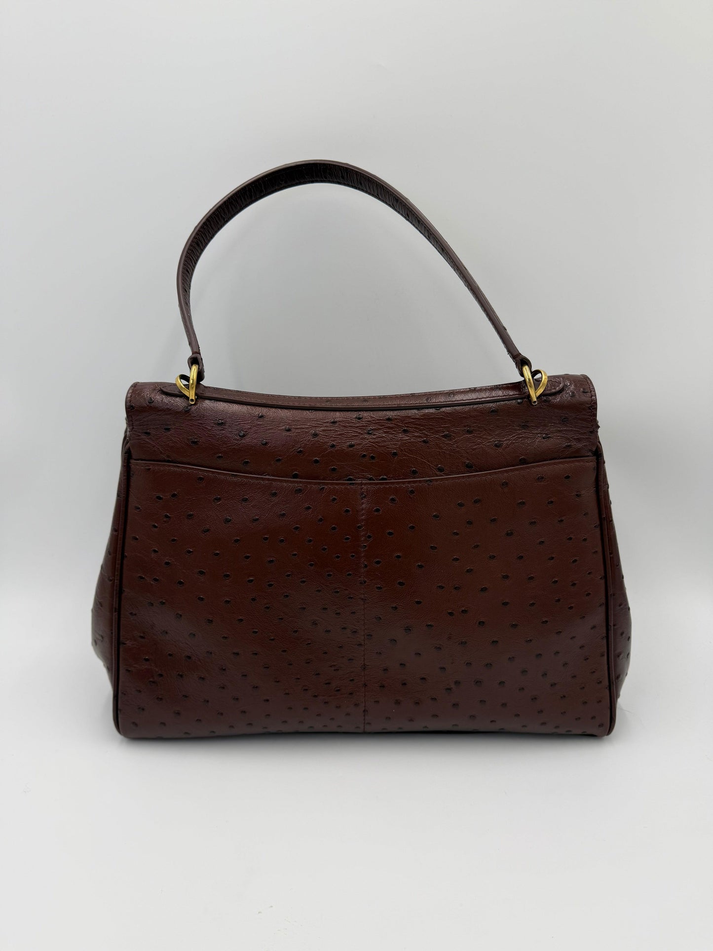Balenciaga Medium Rodeo Ostrich Effect Leather Bag Brown