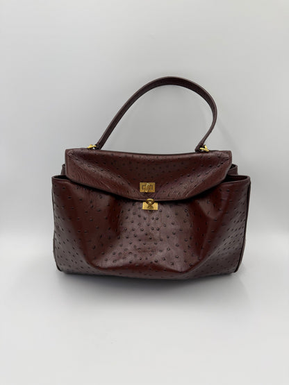 Balenciaga Medium Rodeo Ostrich Effect Leather Bag Brown
