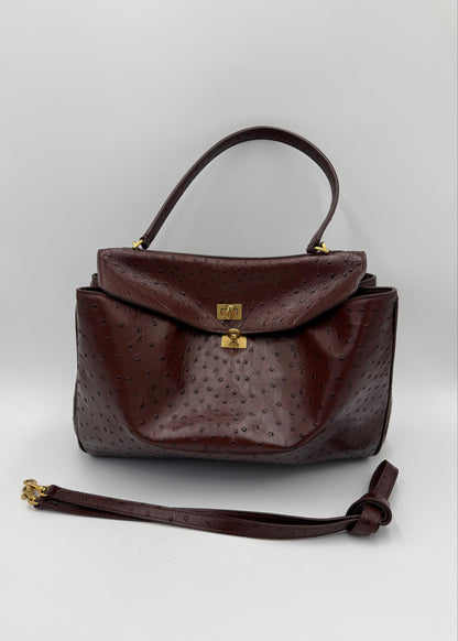 Balenciaga Medium Rodeo Ostrich Effect Leather Bag Brown