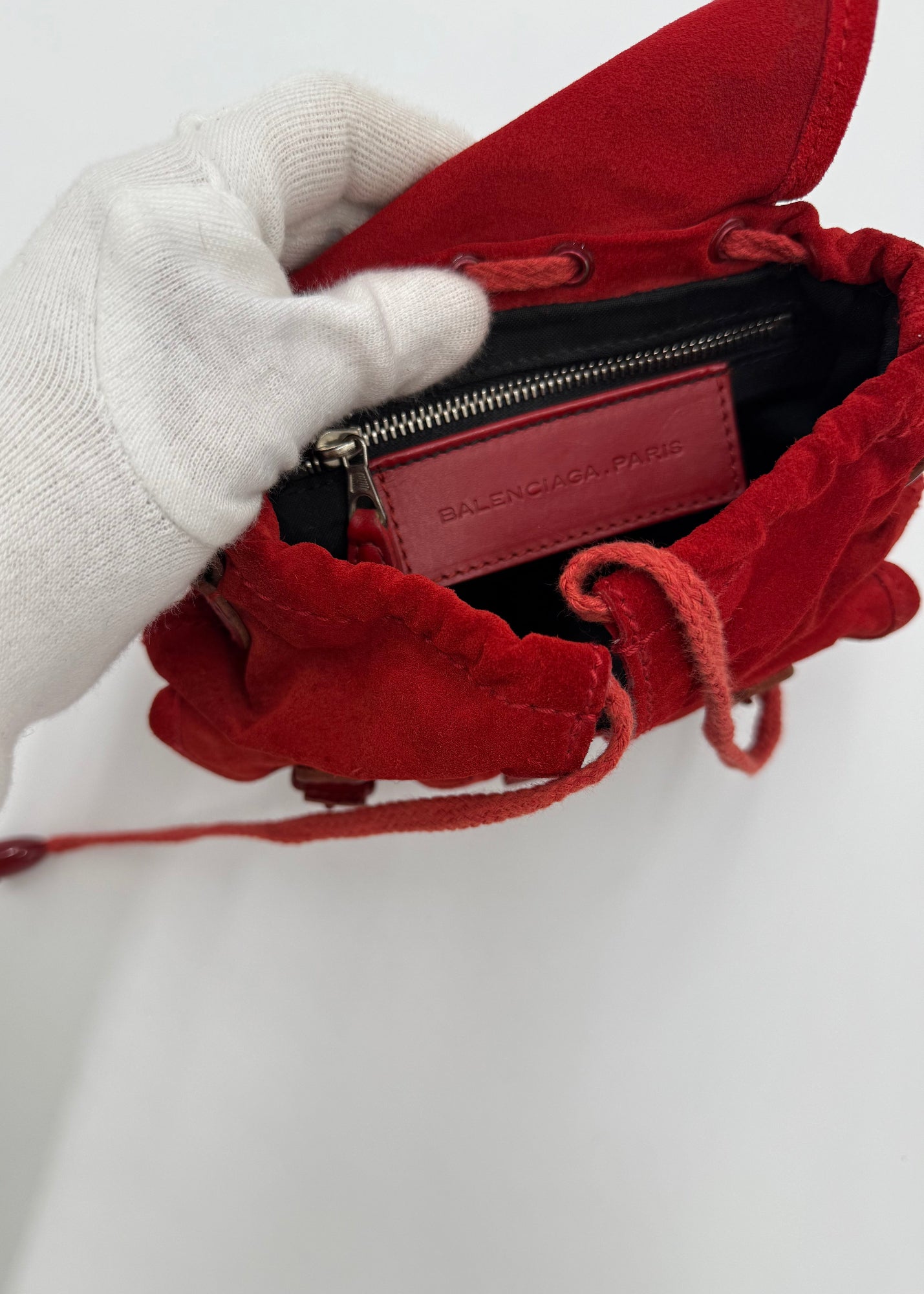 Balenciaga Borsa Vintage in Suede Mini Rossa