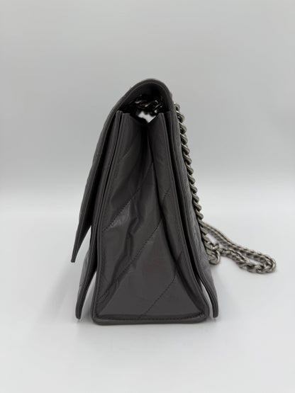 Balenciaga-Borsa-a-Spalla-Crush-Medium-in-Pelle-Stropicciata-Lucida-Grigia-70563812507972 - Pally Vintage Closet