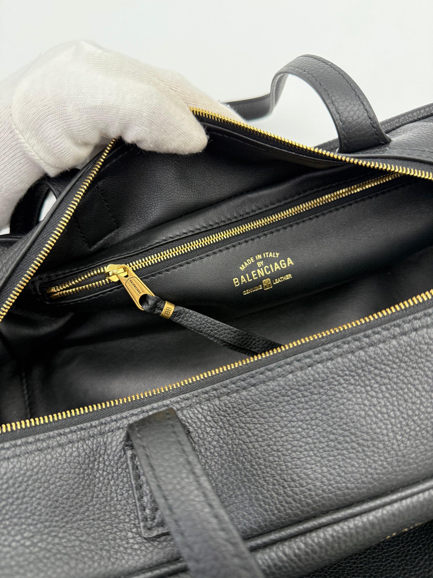 Balenciaga East-West Hammered Leather Shoulder Bag
