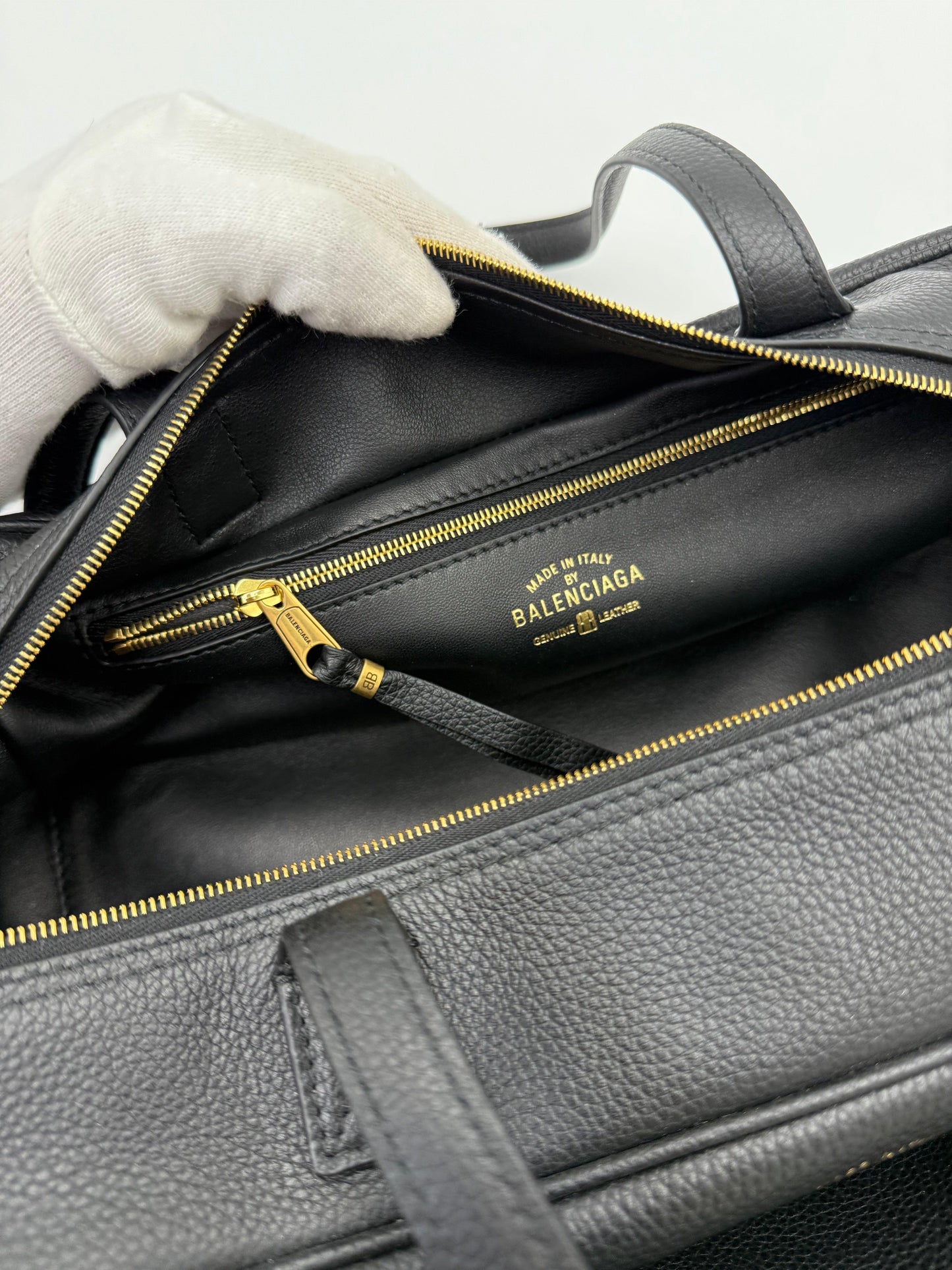 Balenciaga East-West Hammered Leather Shoulder Bag