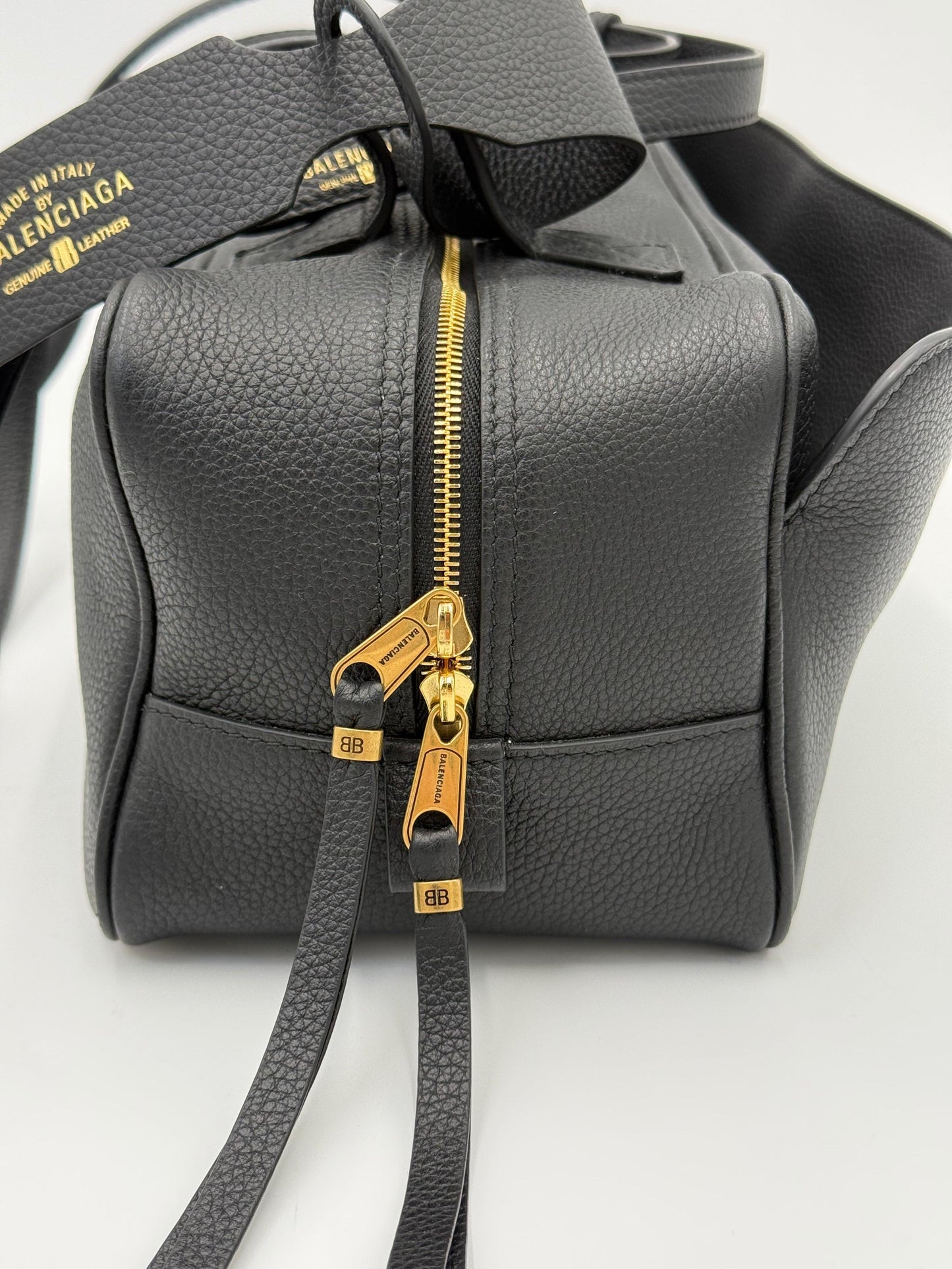 Balenciaga East-West Hammered Leather Shoulder Bag