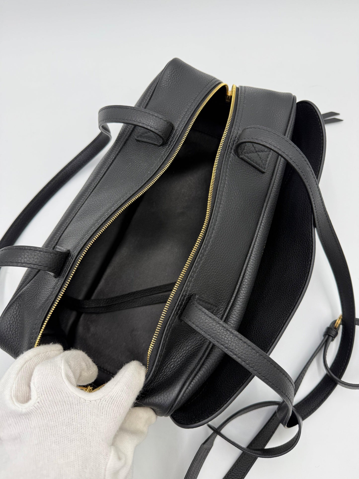 Balenciaga East-West Hammered Leather Shoulder Bag