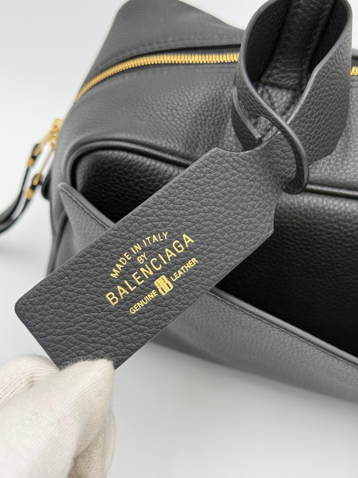 Balenciaga East-West Hammered Leather Shoulder Bag