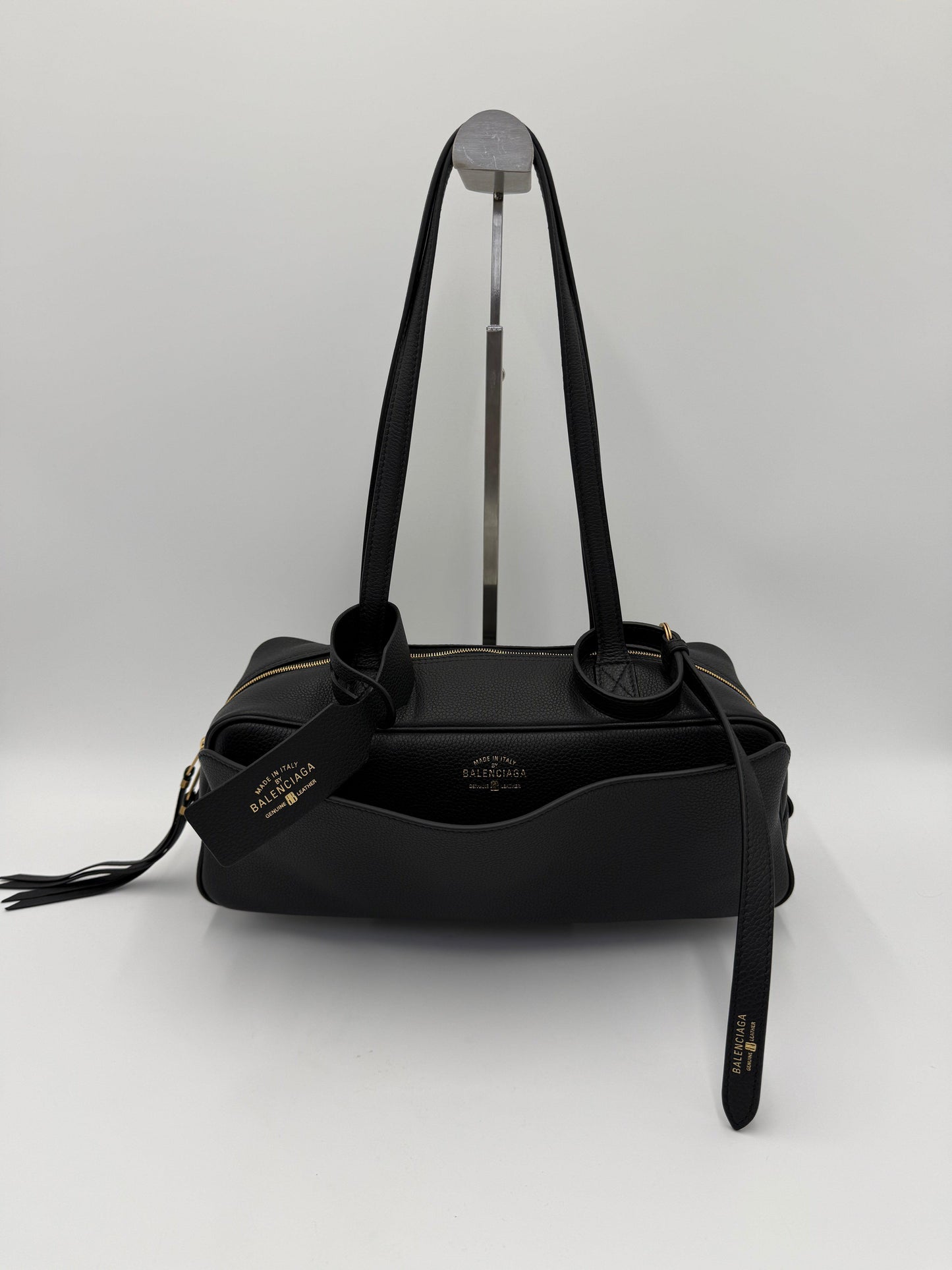 Balenciaga East-West Hammered Leather Shoulder Bag