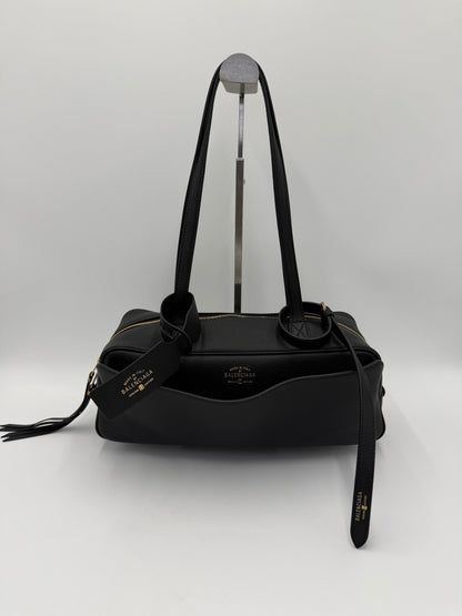 Balenciaga East-West Hammered Leather Shoulder Bag