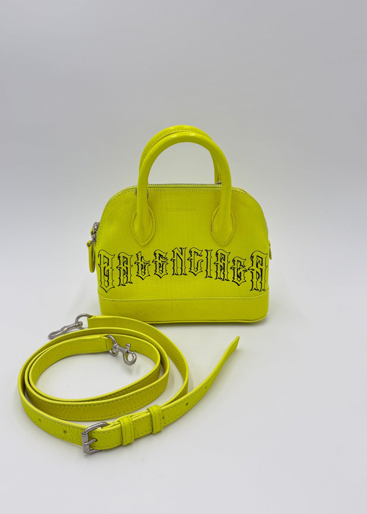 Balenciaga Borsa&nbsp;Ville Top Handle Edizione Speciale Gothic Logo Mini Giallo Fluo - Pally Vintage Closet