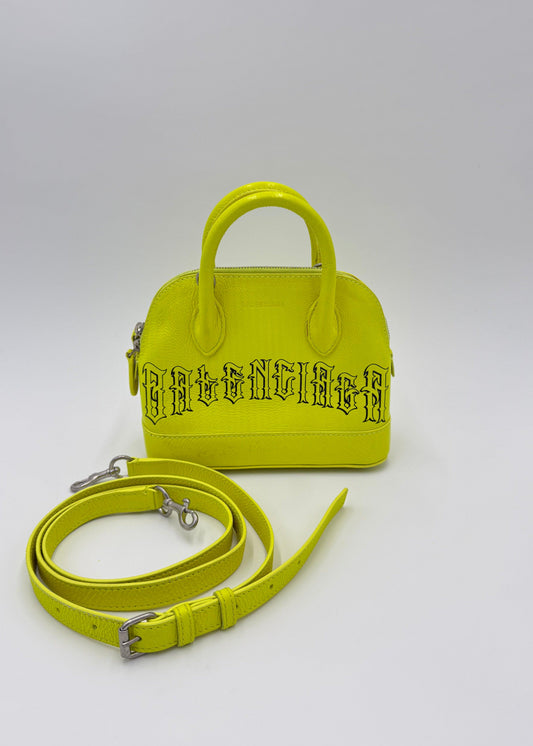 Balenciaga Borsa&nbsp;Ville Top Handle Edizione Speciale Gothic Logo Mini Giallo Fluo - Pally Vintage Closet