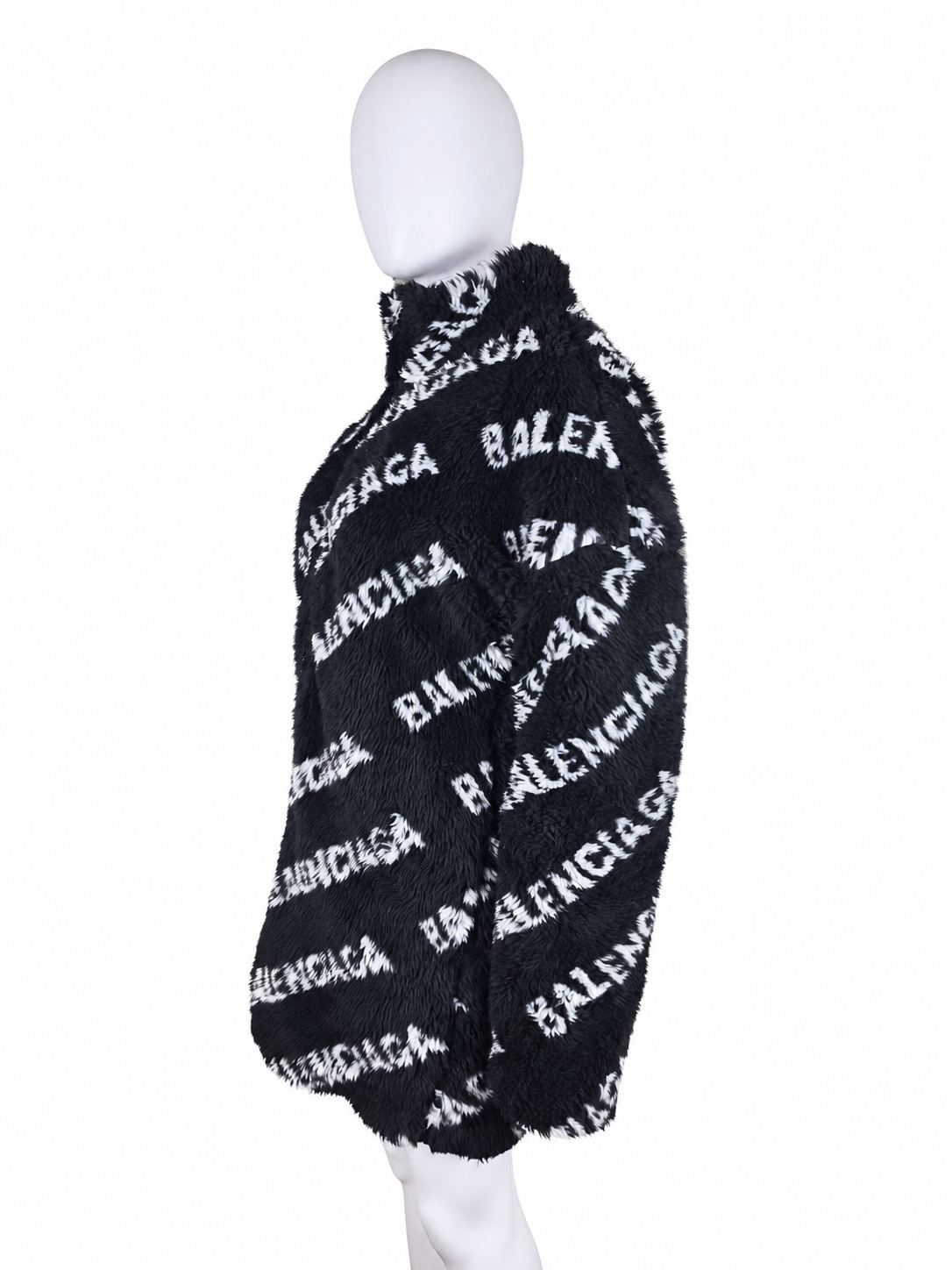 Balenciaga Giacca in Pelliccia Sintetica con Logo Nera e Bianca - Pally Vintage Closet