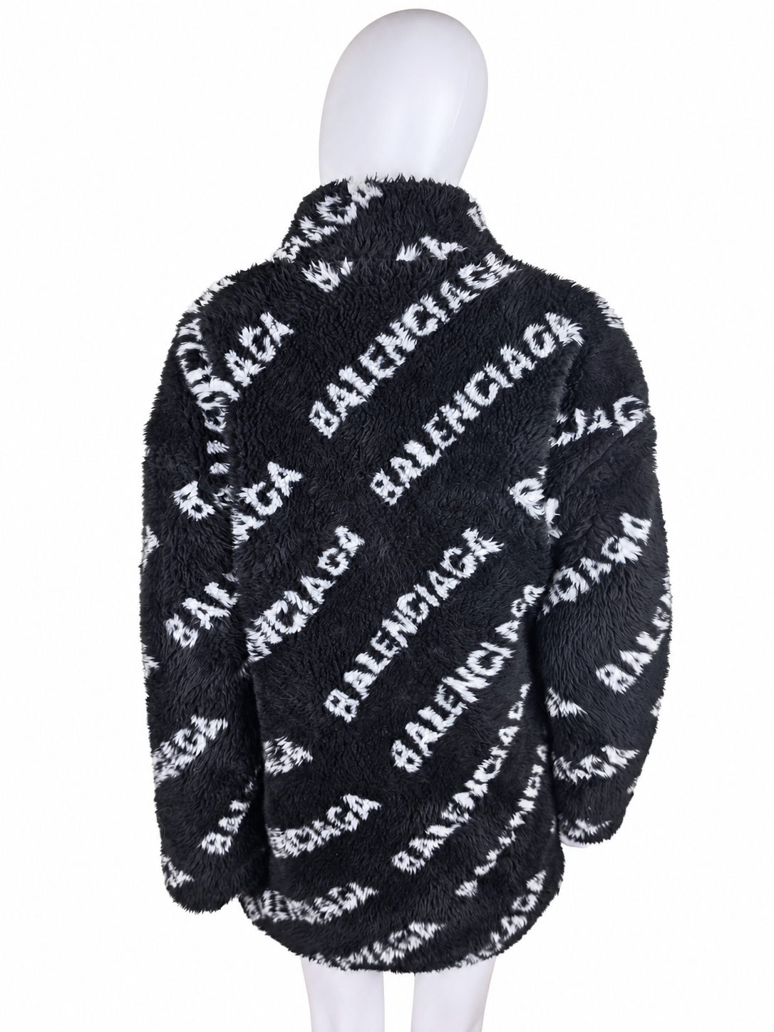 Balenciaga Giacca in Pelliccia Sintetica con Logo Nera e Bianca - Pally Vintage Closet
