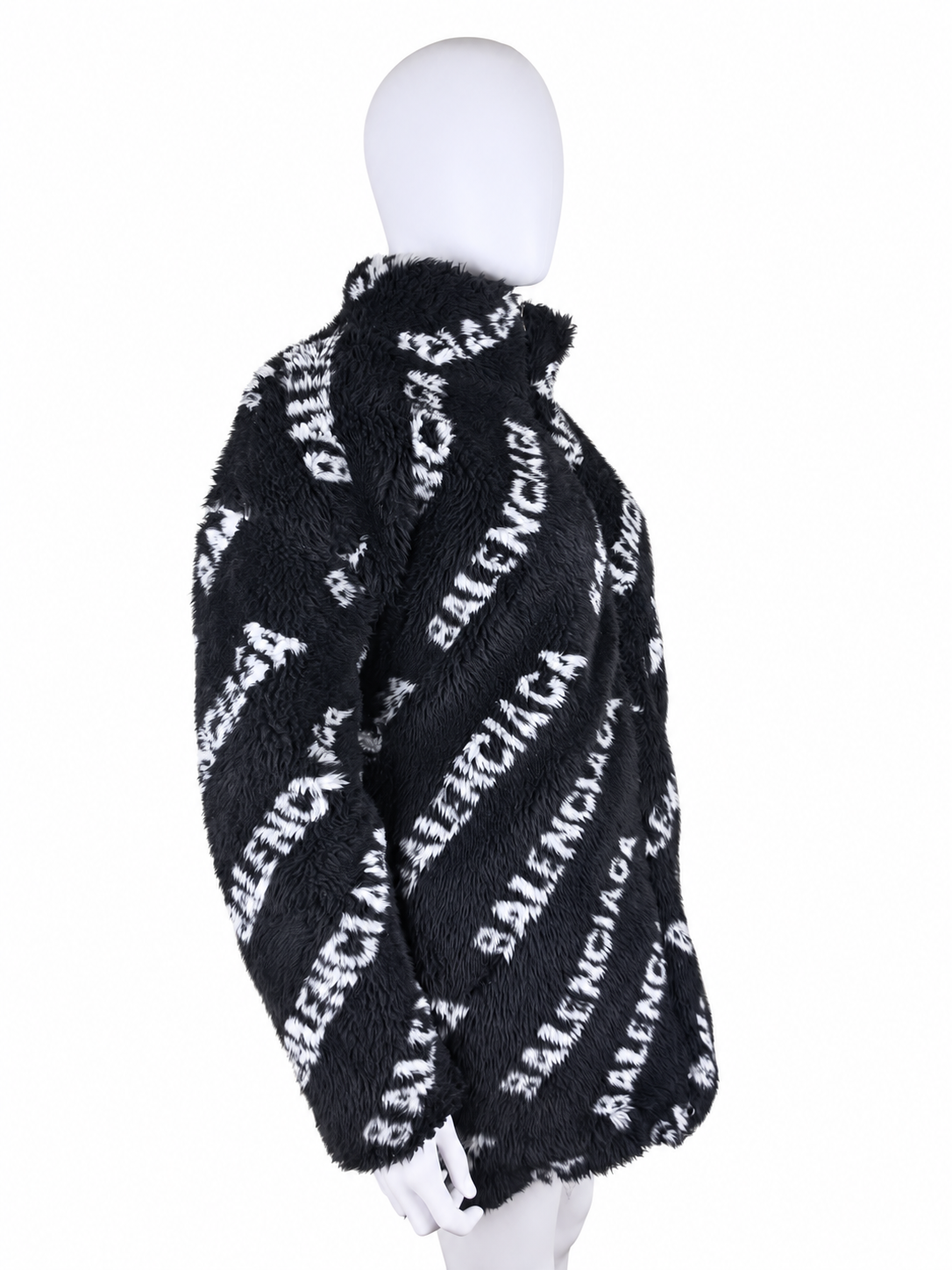 Balenciaga Giacca in Pelliccia Sintetica con Logo Nera e Bianca - Pally Vintage Closet