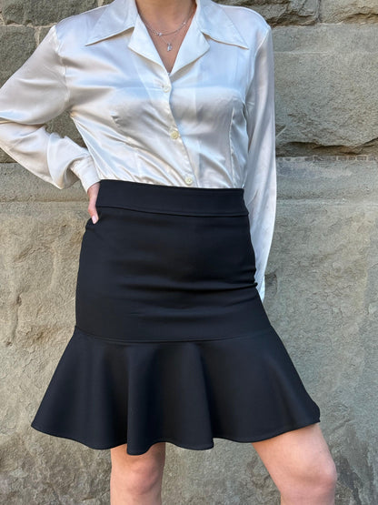 Balenciaga-Gonna-Vintage-in-Lana-e-Seta-Taglio-Peplum-Nero-70397341172036 - Pally Vintage Closet