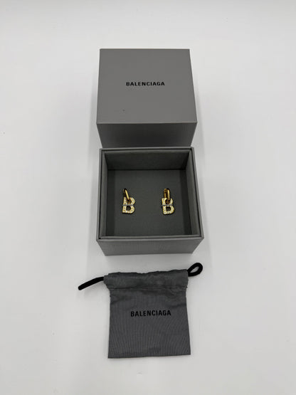 Balenciaga Orecchini B-Chain XS Pendenti con Cristalli Oro - Pally Vintage Closet