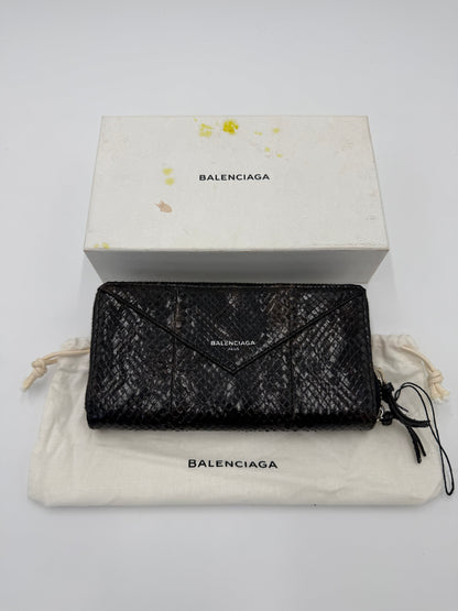 Balenciaga Portafoglio Papier Continental Zip-Around in Pelle di Pitone Marrone Scuro - Pally Vintage Closet