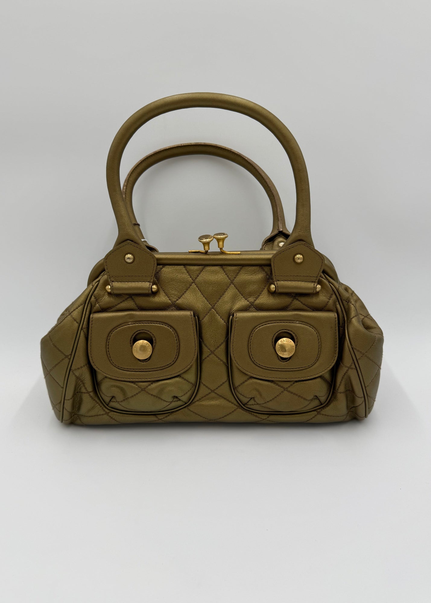 Bally Borsa Vintage in Pelle Trapuntata Verde Oliva