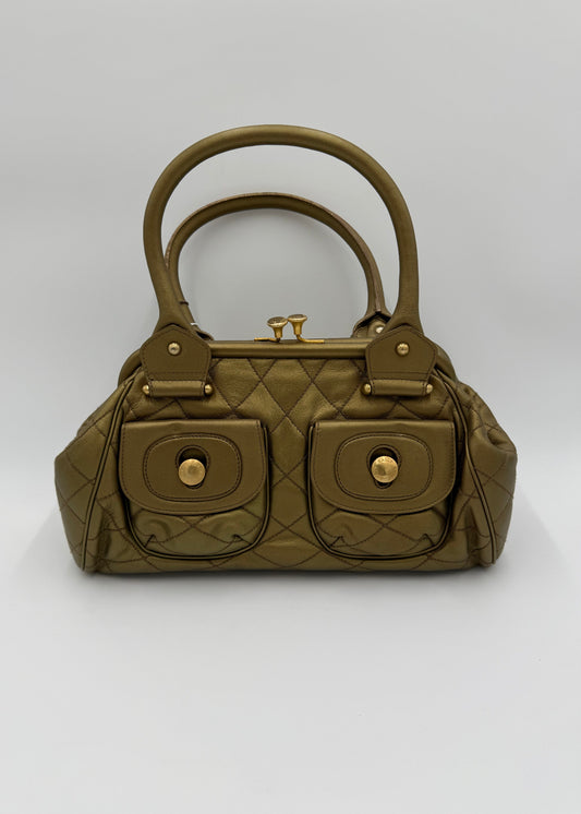 Bally Borsa Vintage in Pelle Trapuntata Verde Oliva